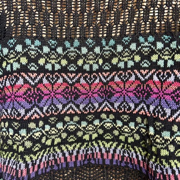 Peruvian Connection Multicolored Geometric Print Cardigan Sweater M - Picture 6 of 7